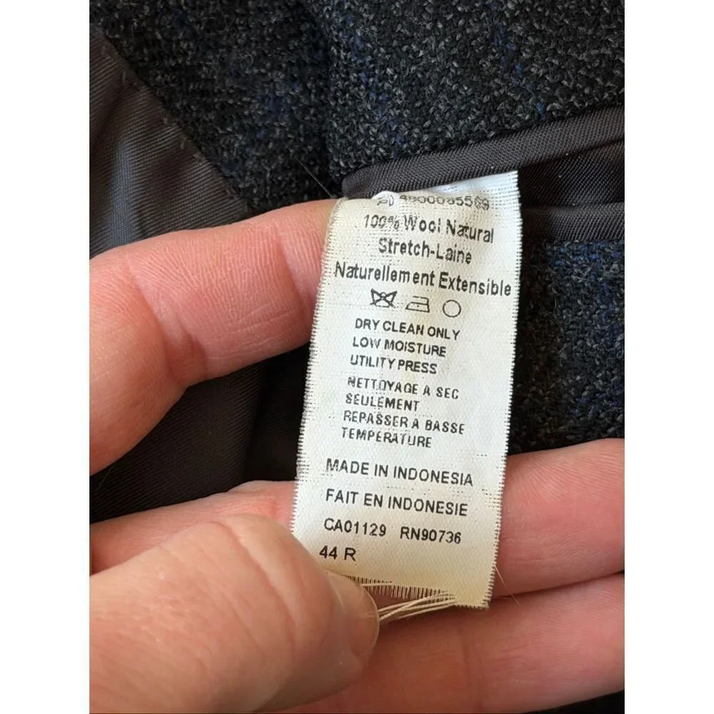 Lauren Ralph Lauren Men’s Blazer Jacket Two Buttons Wool Checked Gray Blue 44 Re